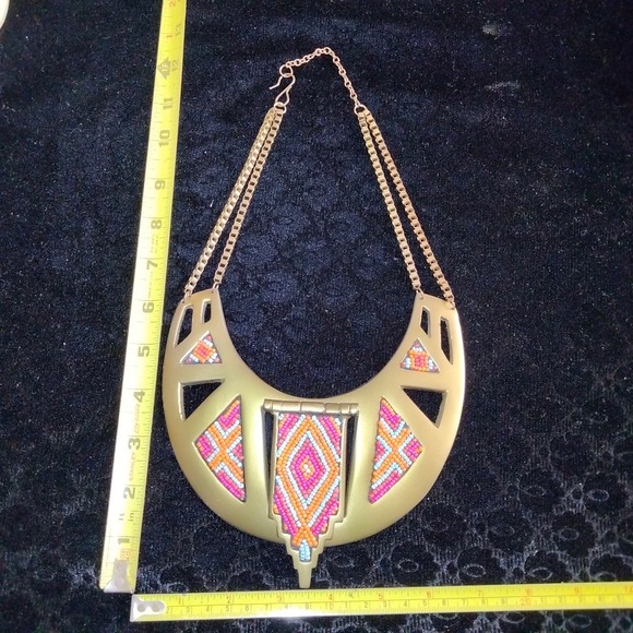 Iris Apfel & Bajalia Gold Toned Multicolored Beaded Bib Statement Necklace - Picture 3 of 9